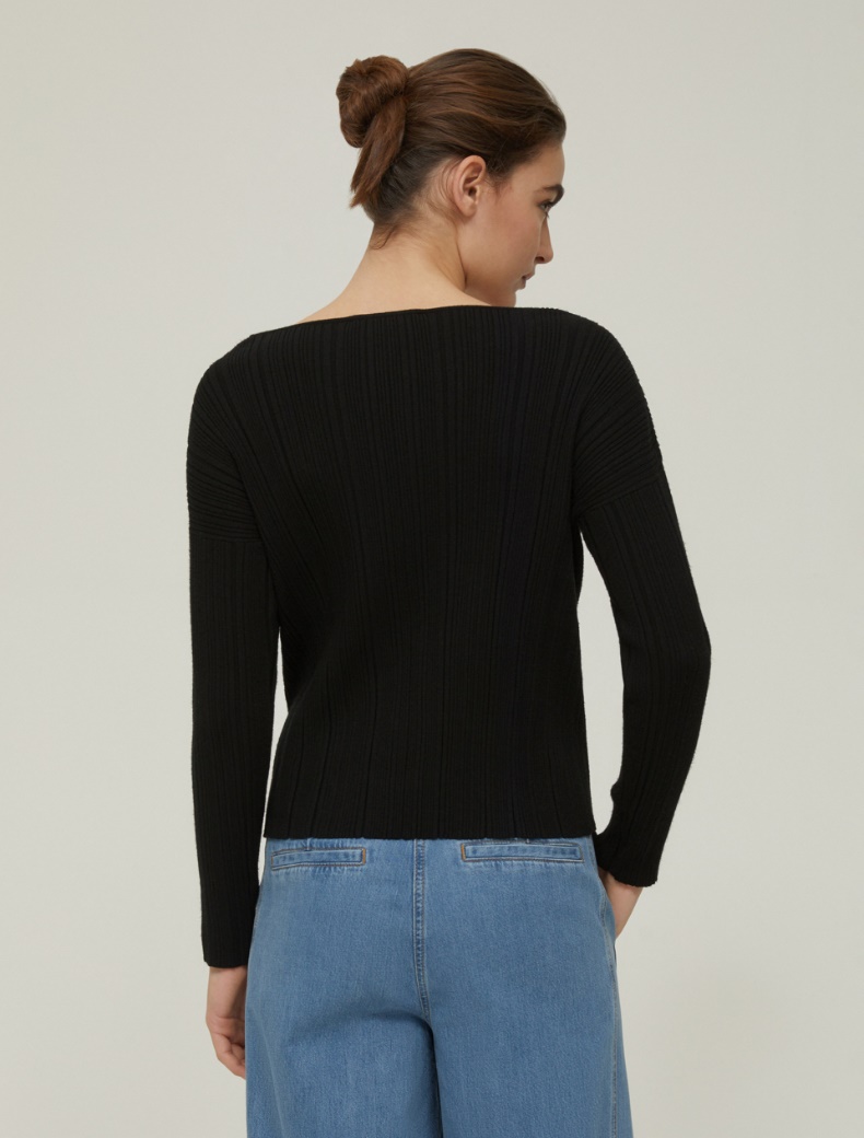 Slim-fit multi-rib sweater - BLACK - pennyblack