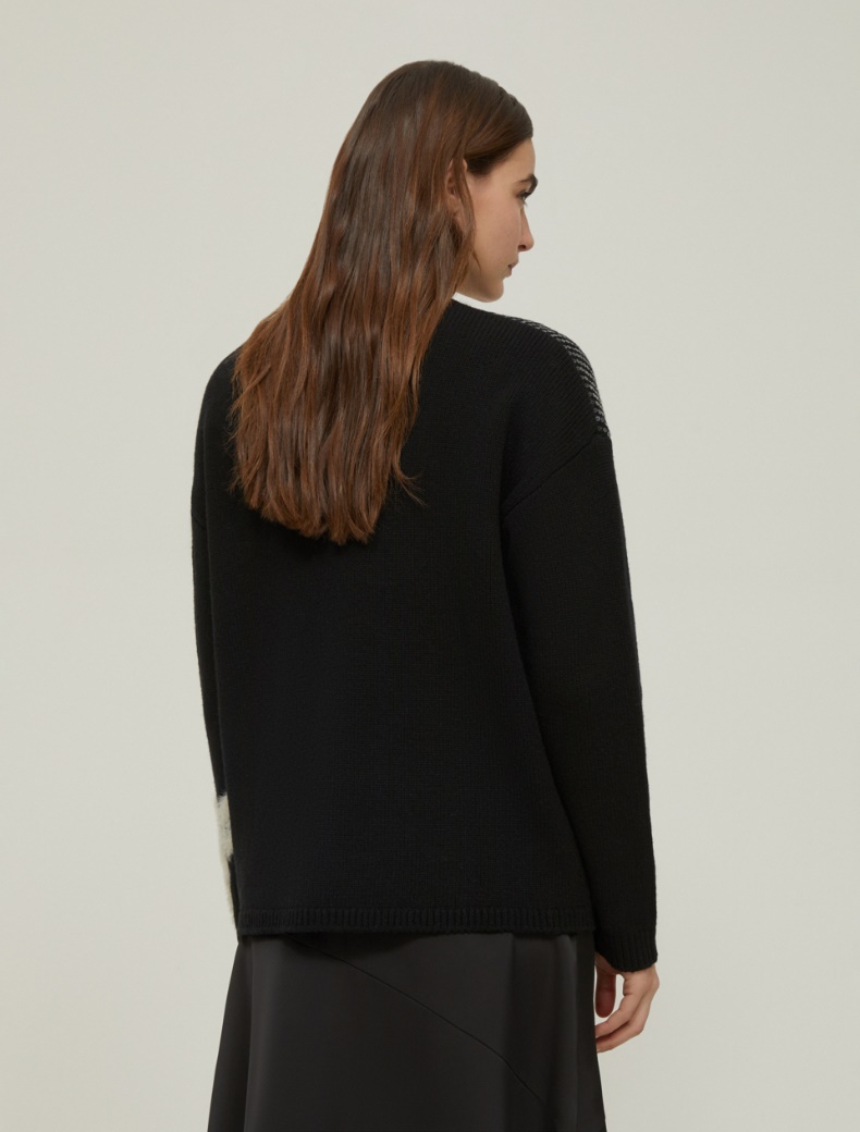 Sequin-adorned jacquard sweater - BLACK - pennyblack