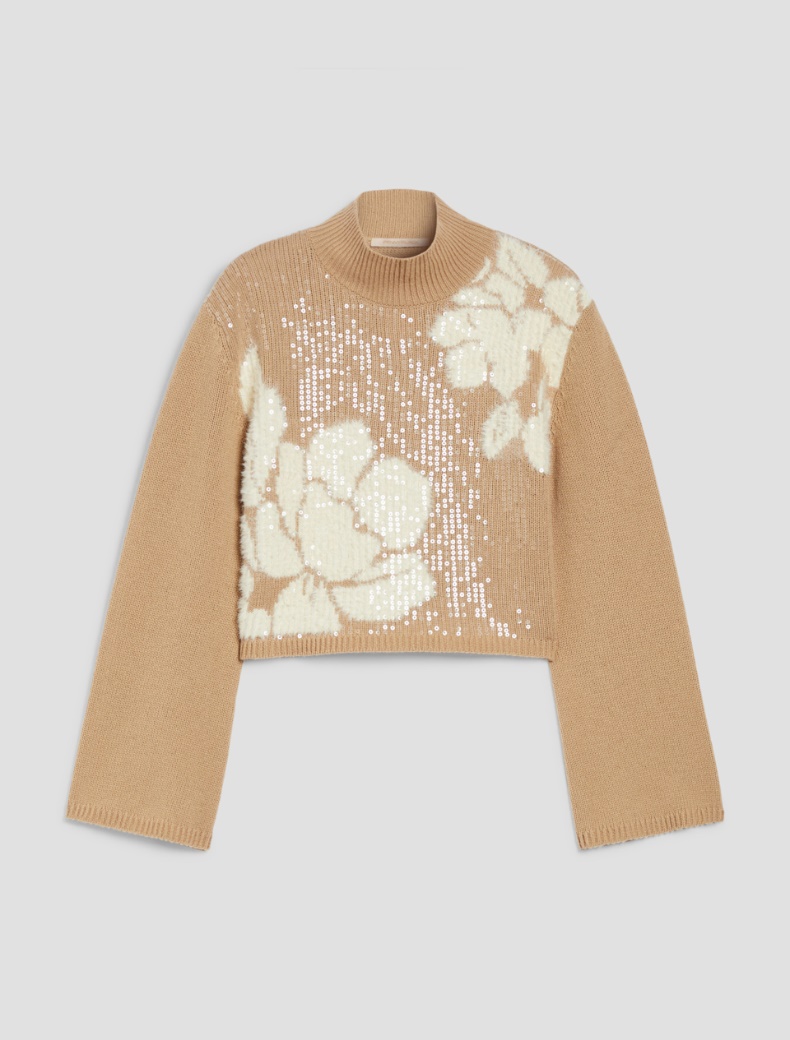Sequinned inlay sweater - CAMEL - pennyblack
