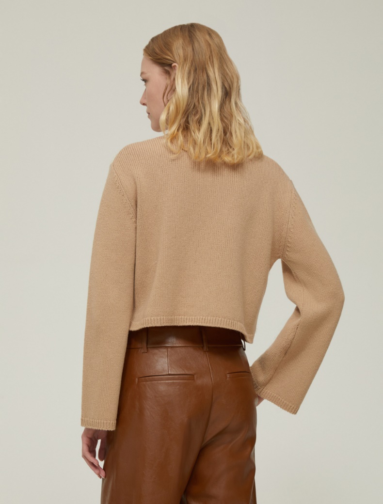 Sequinned inlay sweater - CAMEL - pennyblack