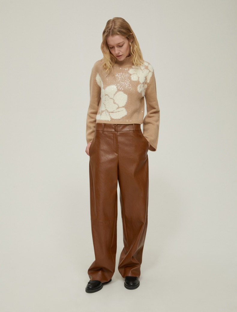 Sequinned inlay sweater - CAMEL - pennyblack
