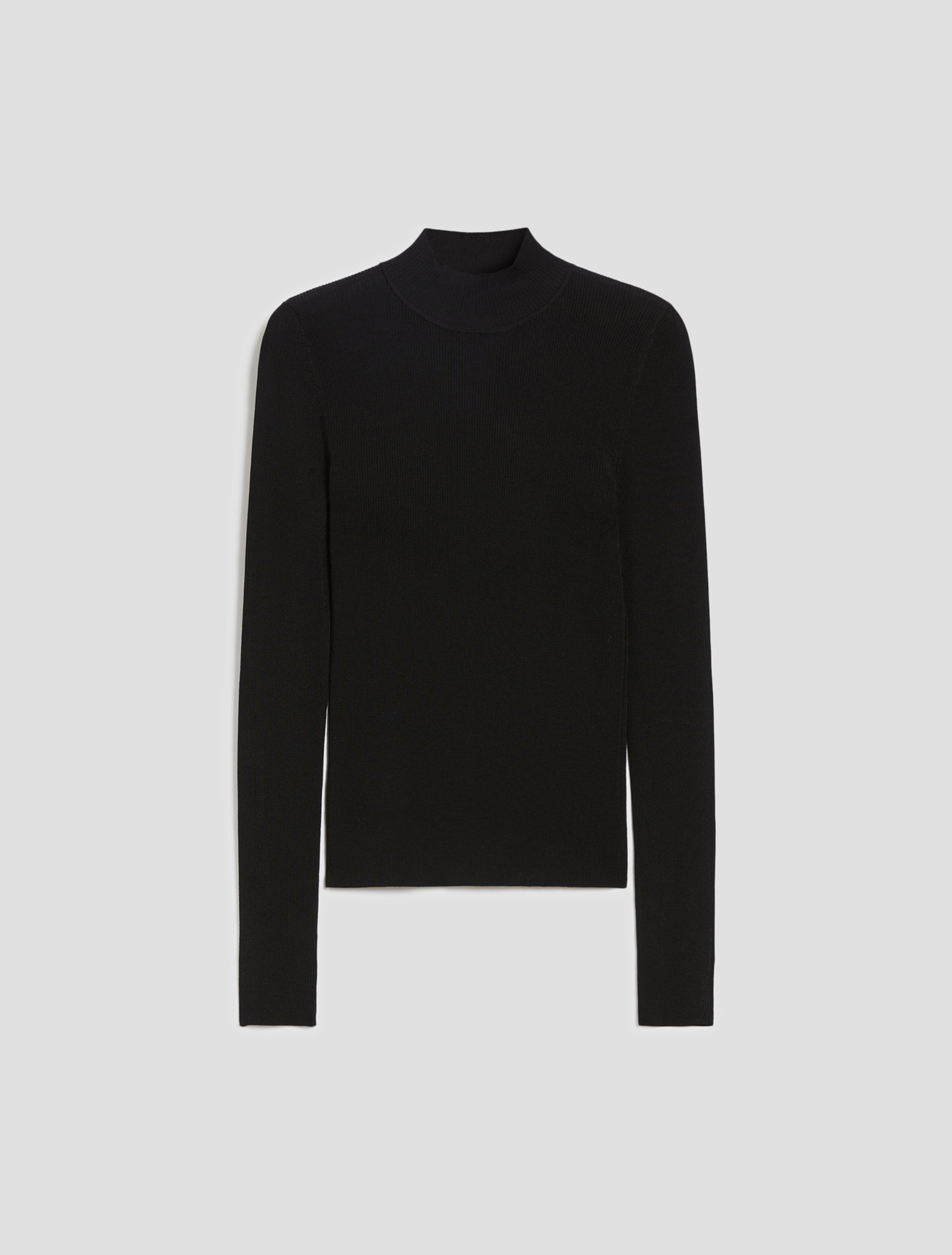 Jewel-button mock polo-neck sweater - BLACK - pennyblack