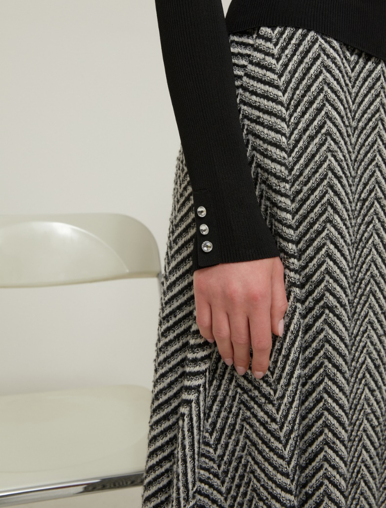 Jewel-button mock polo-neck sweater - BLACK - pennyblack