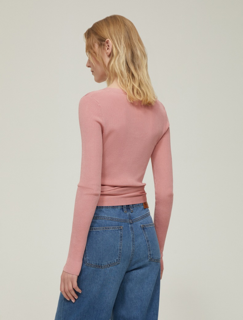 Rib-knit sweater with sash detail - QUARTZ - pennyblack