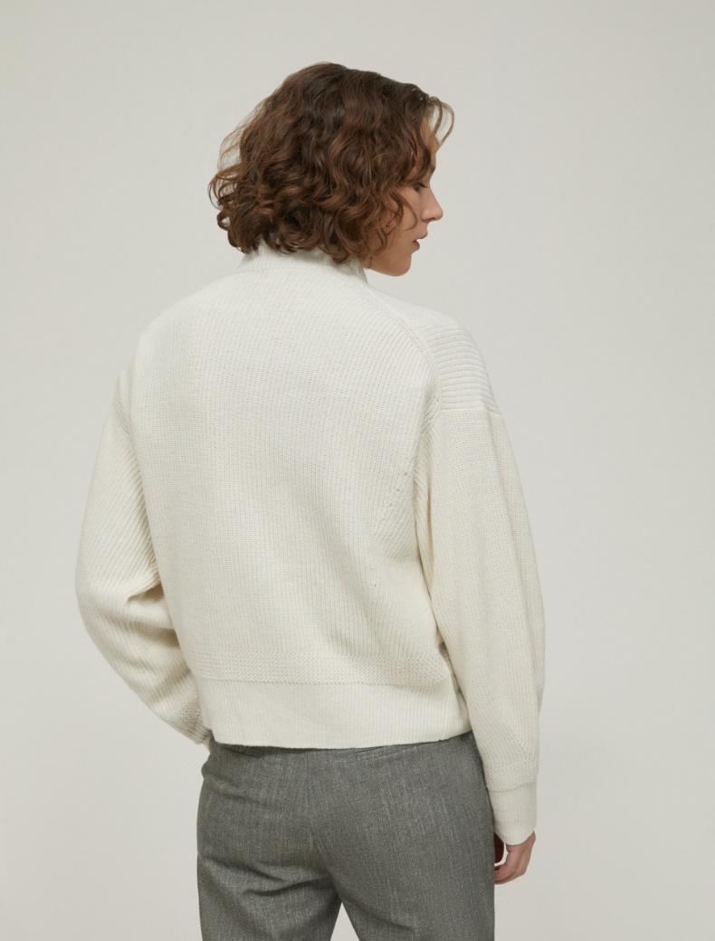 Half fisherman's-knit sweater - IVORY - pennyblack