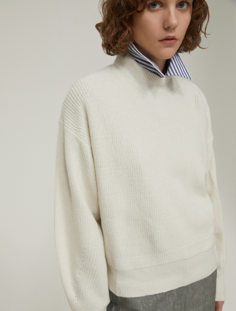 Half fisherman's-knit sweater - IVORY - pennyblack