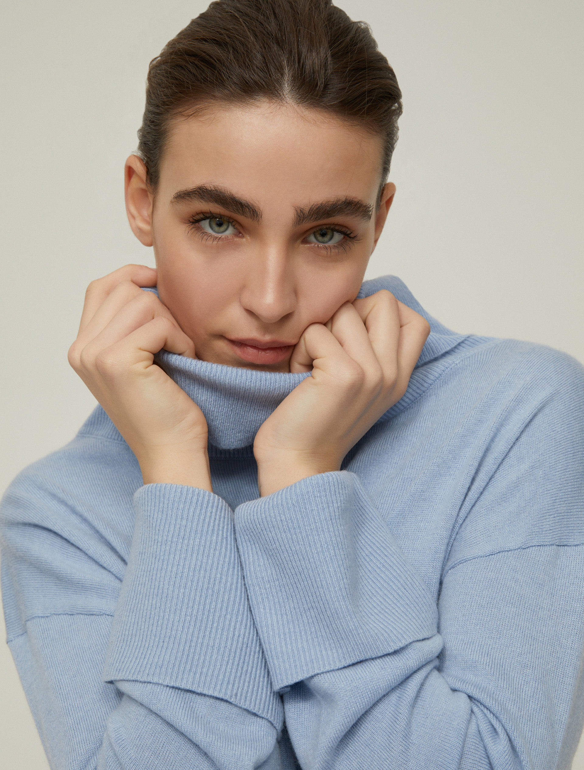 Cowl-neck sweater - LIGHT BLUE - pennyblack
