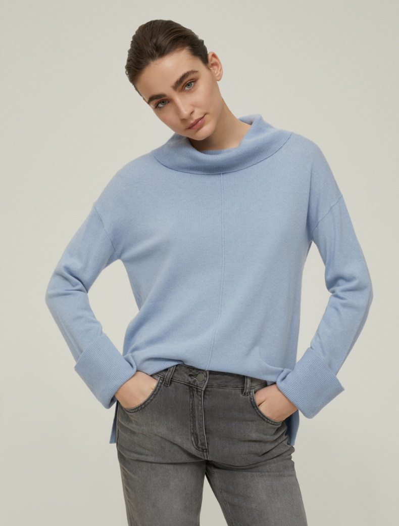 Cowl-neck sweater - LIGHT BLUE - pennyblack
