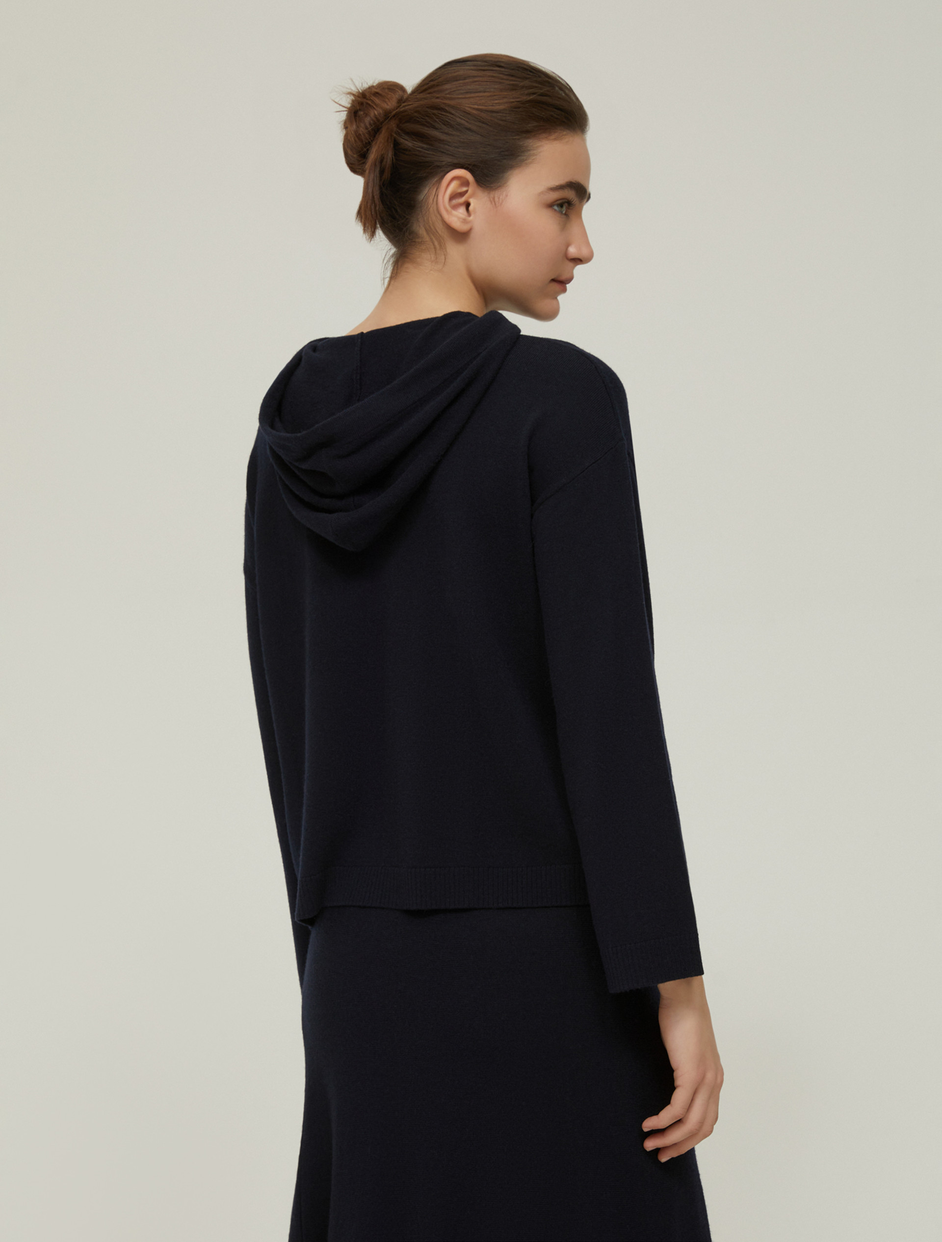 Maglia hoodie in blend di lana - NAVY - pennyblack