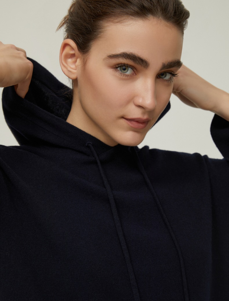 Wool-blend hoodie - NAVY - pennyblack