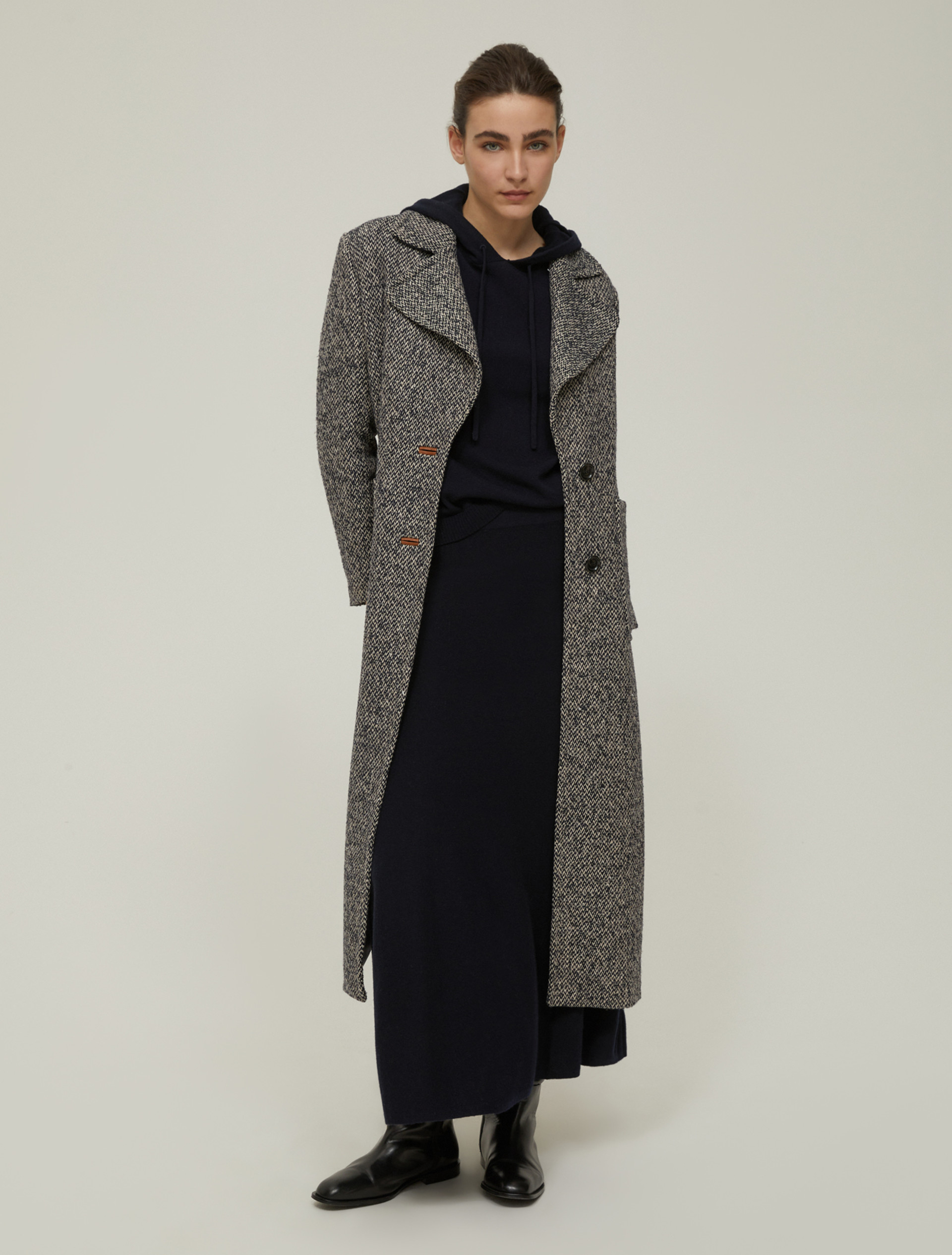 Maglia hoodie in blend di lana - NAVY - pennyblack