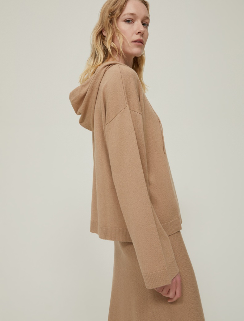 Wool-blend hoodie - CAMEL - pennyblack