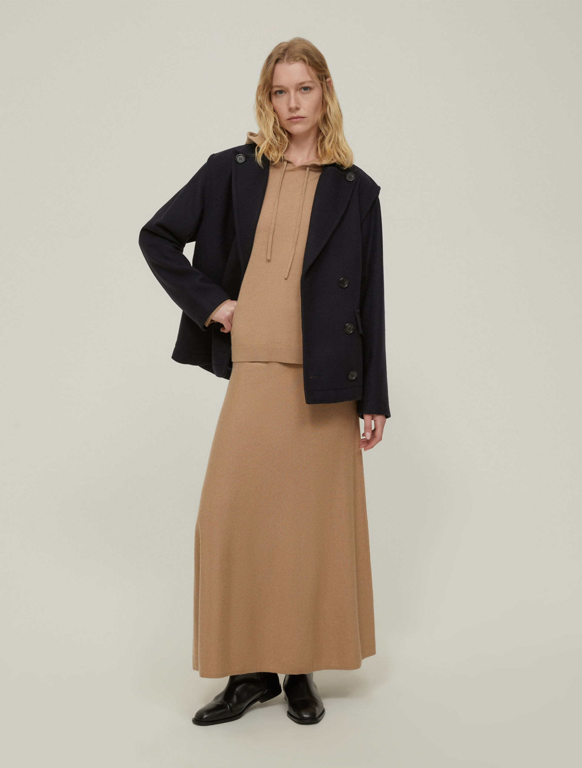 Wool-blend hoodie - CAMEL - pennyblack