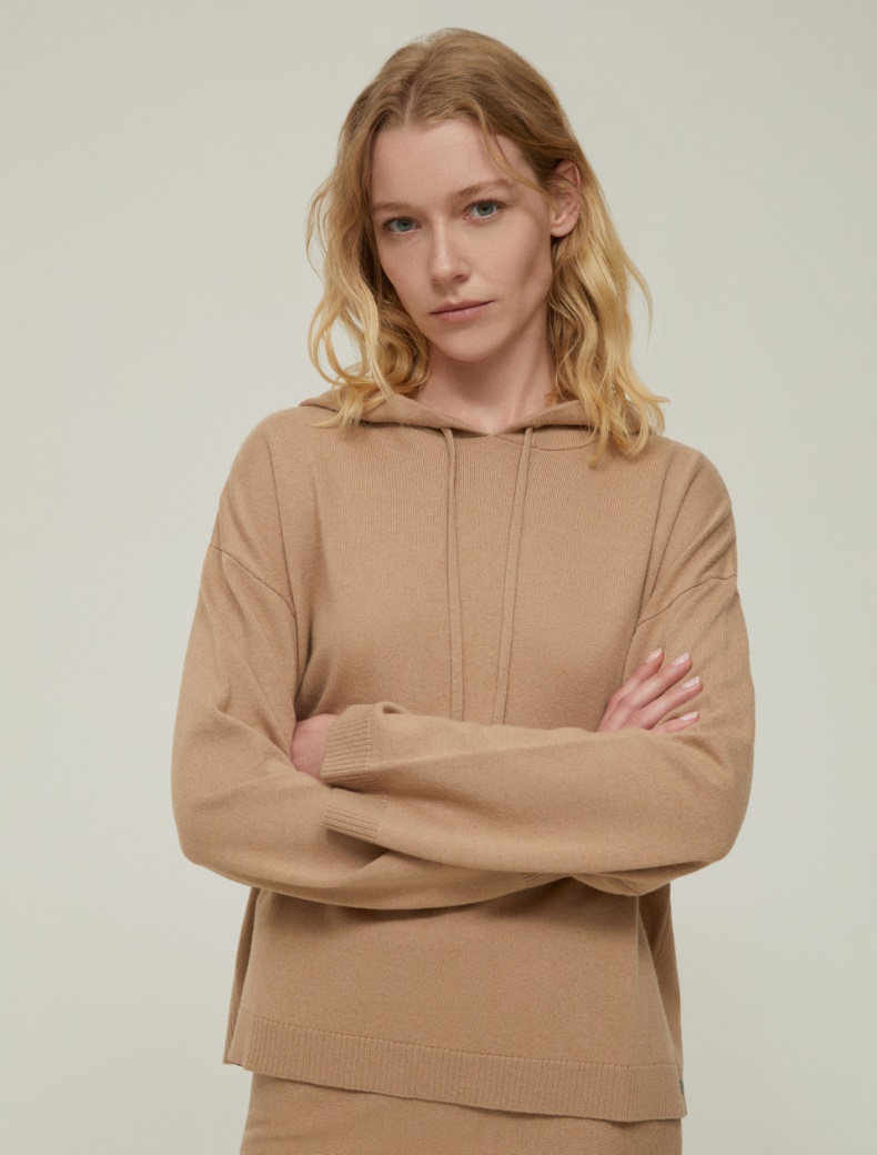 Wool-blend hoodie - CAMEL - pennyblack