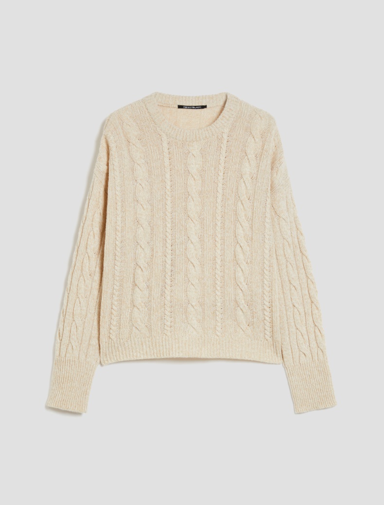 Cable-knit mouliné sweater - ECRU - pennyblack