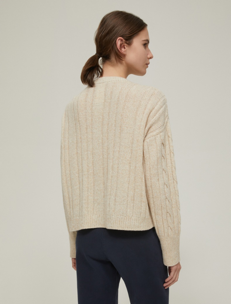 Cable-knit mouliné sweater - ECRU - pennyblack
