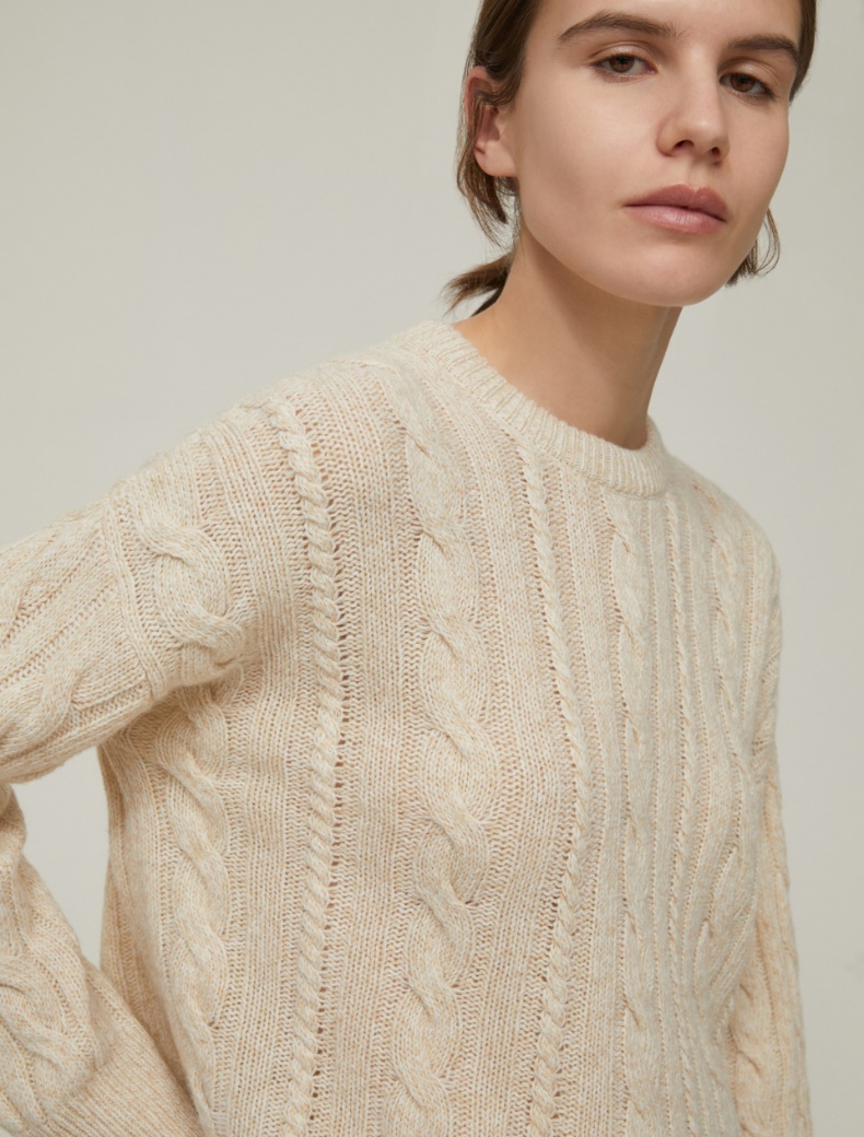 Cable-knit mouliné sweater - ECRU - pennyblack