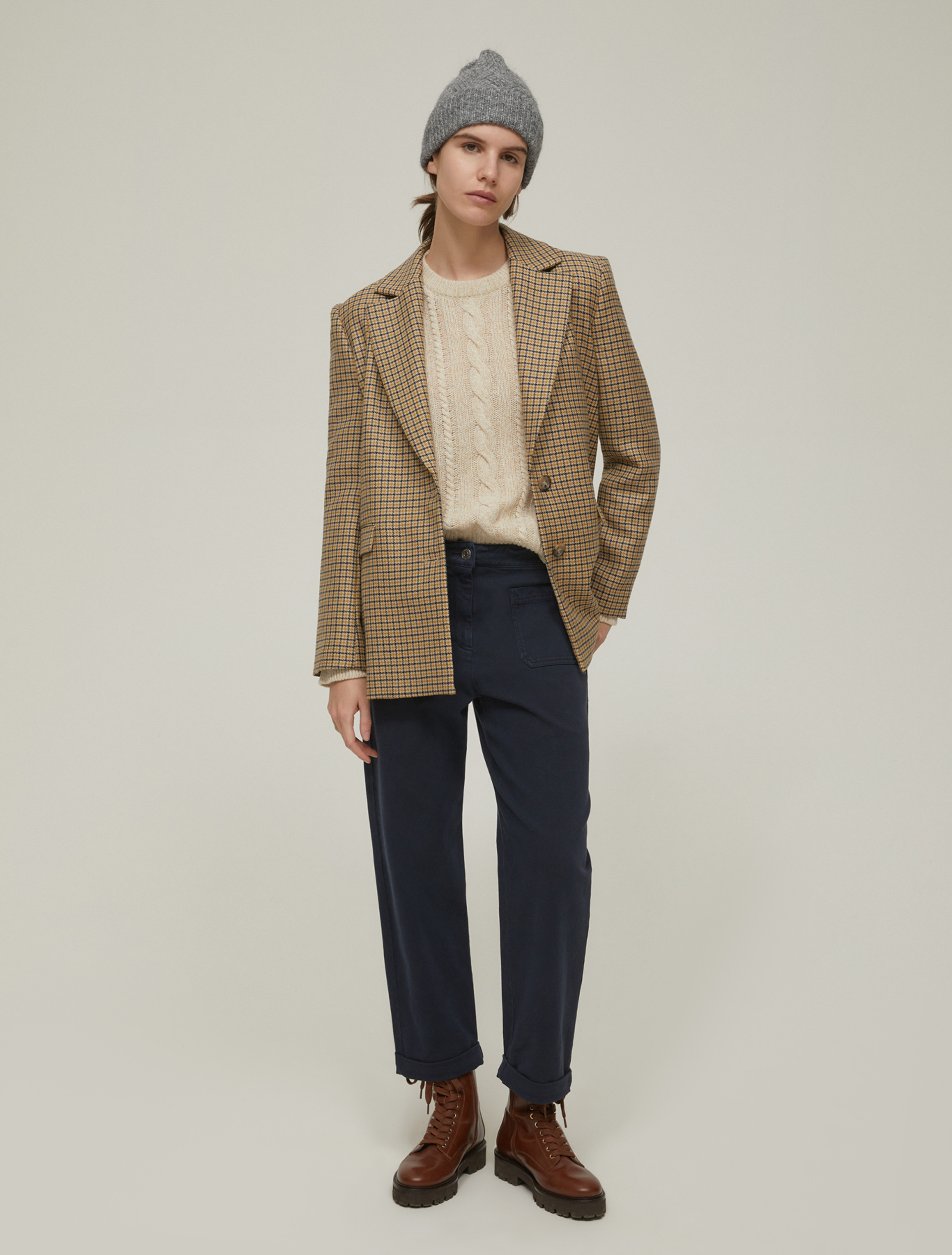Cable-knit mouliné sweater - ECRU - pennyblack