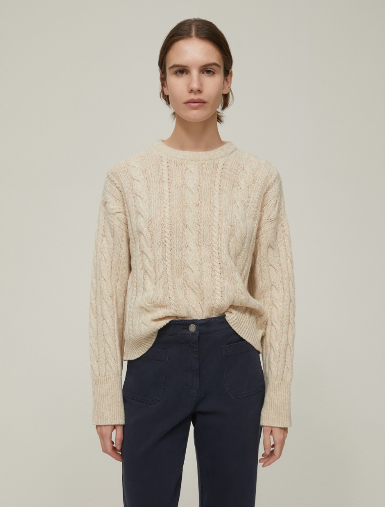 Cable-knit mouliné sweater - ECRU - pennyblack