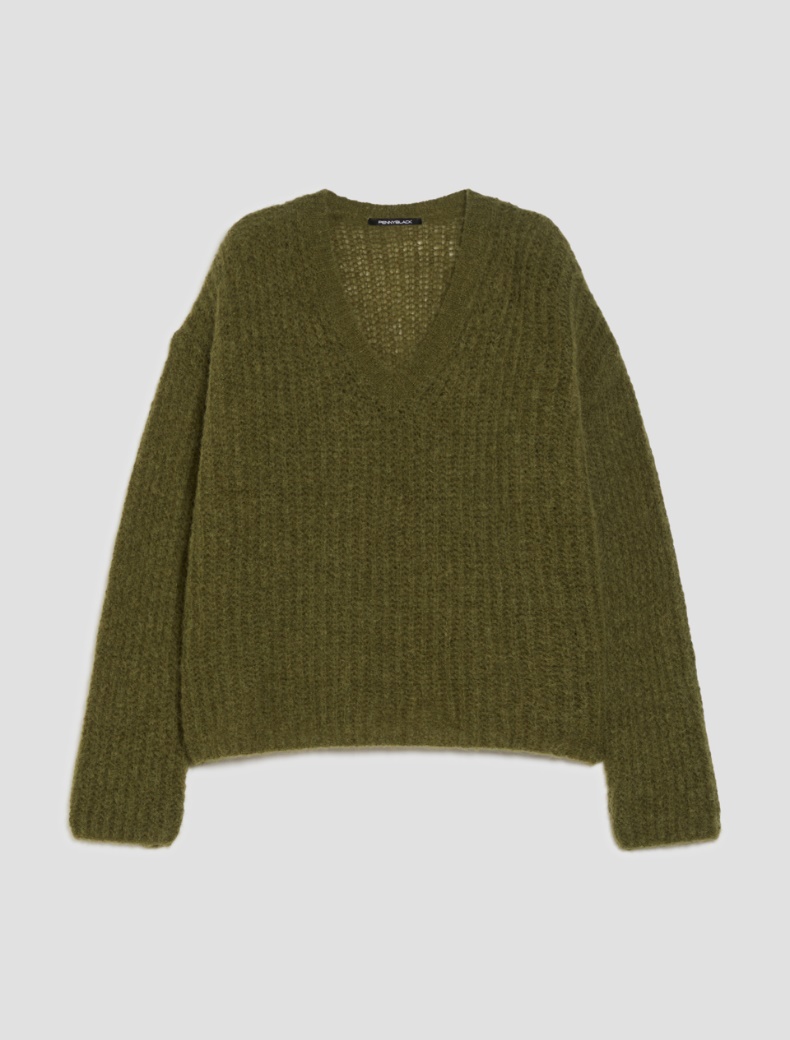 Fisherman's rib-knit mohair sweater - KAKI - pennyblack