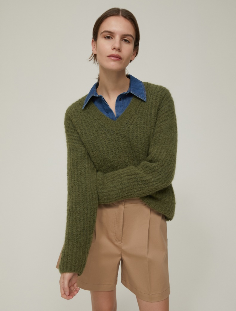 Fisherman's rib-knit mohair sweater - KAKI - pennyblack