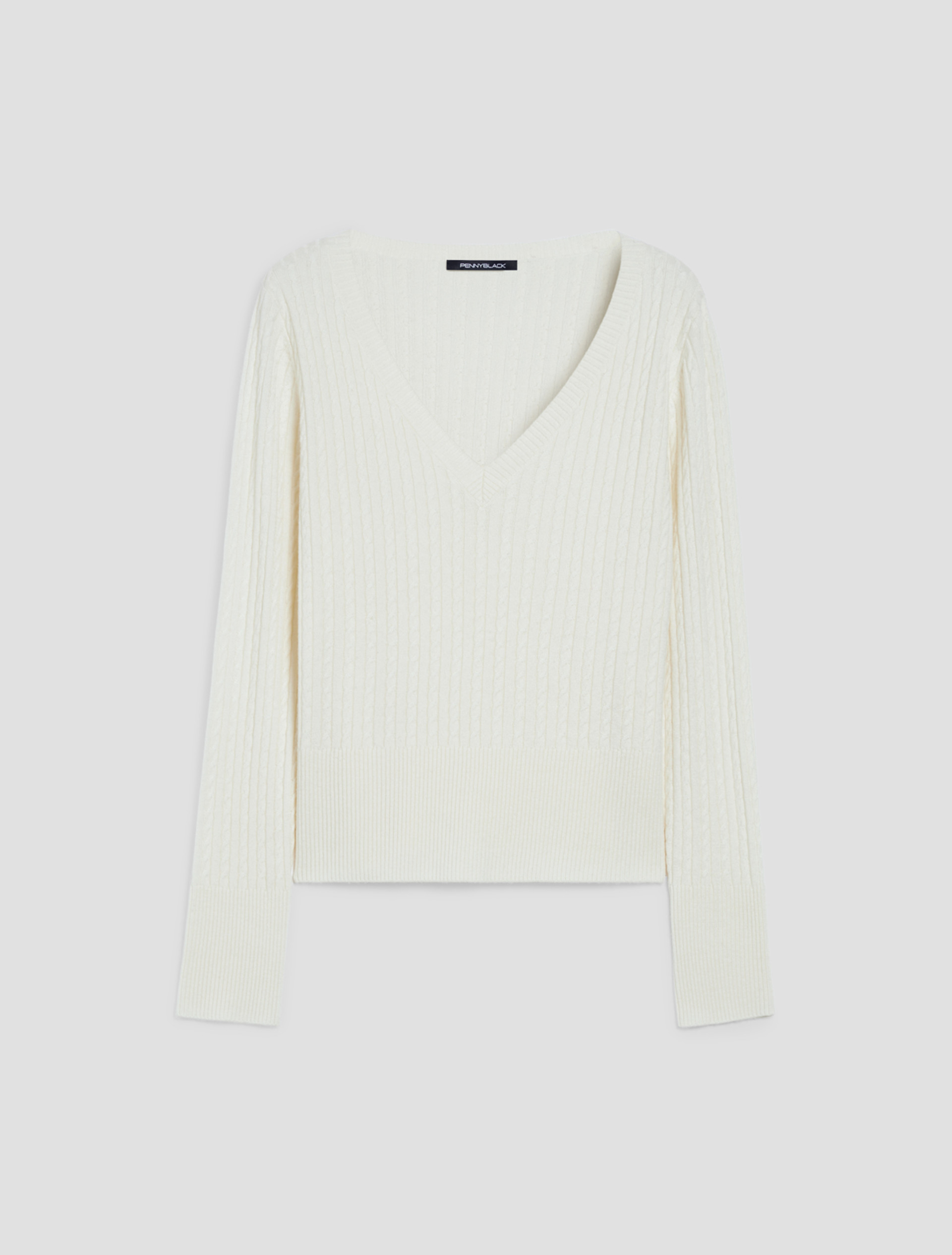 Cable-knit wool-blend sweater - IVORY - pennyblack