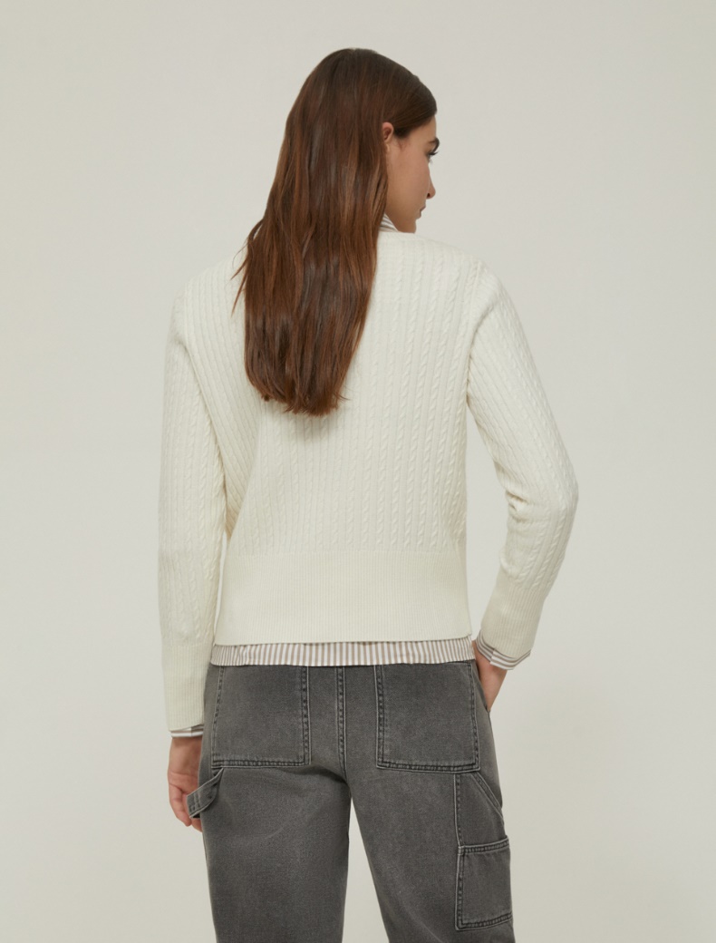 Cable-knit wool-blend sweater - IVORY - pennyblack