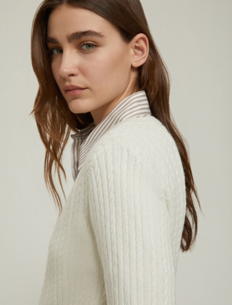 Cable-knit wool-blend sweater - IVORY - pennyblack