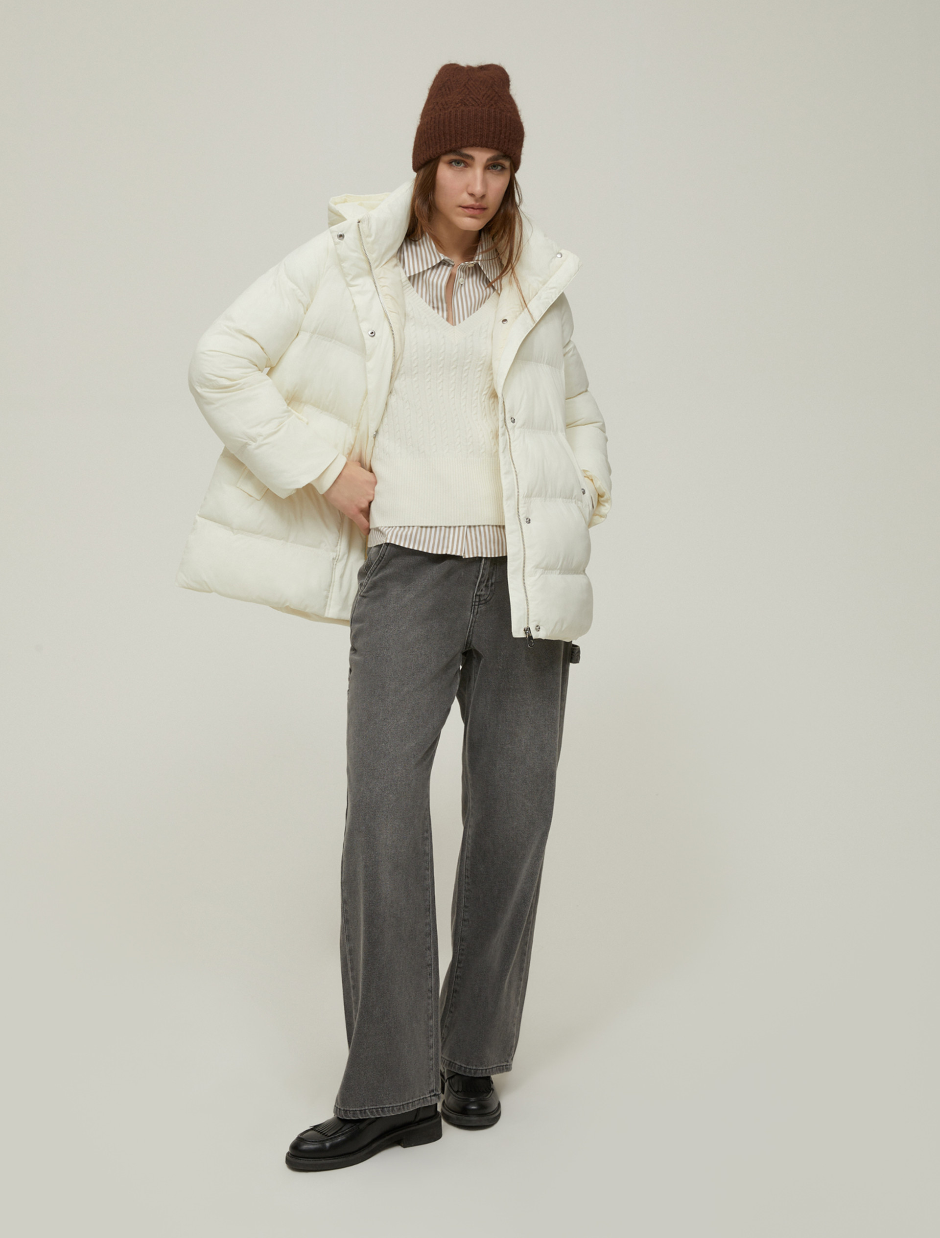 Cable-knit wool-blend sweater - IVORY - pennyblack