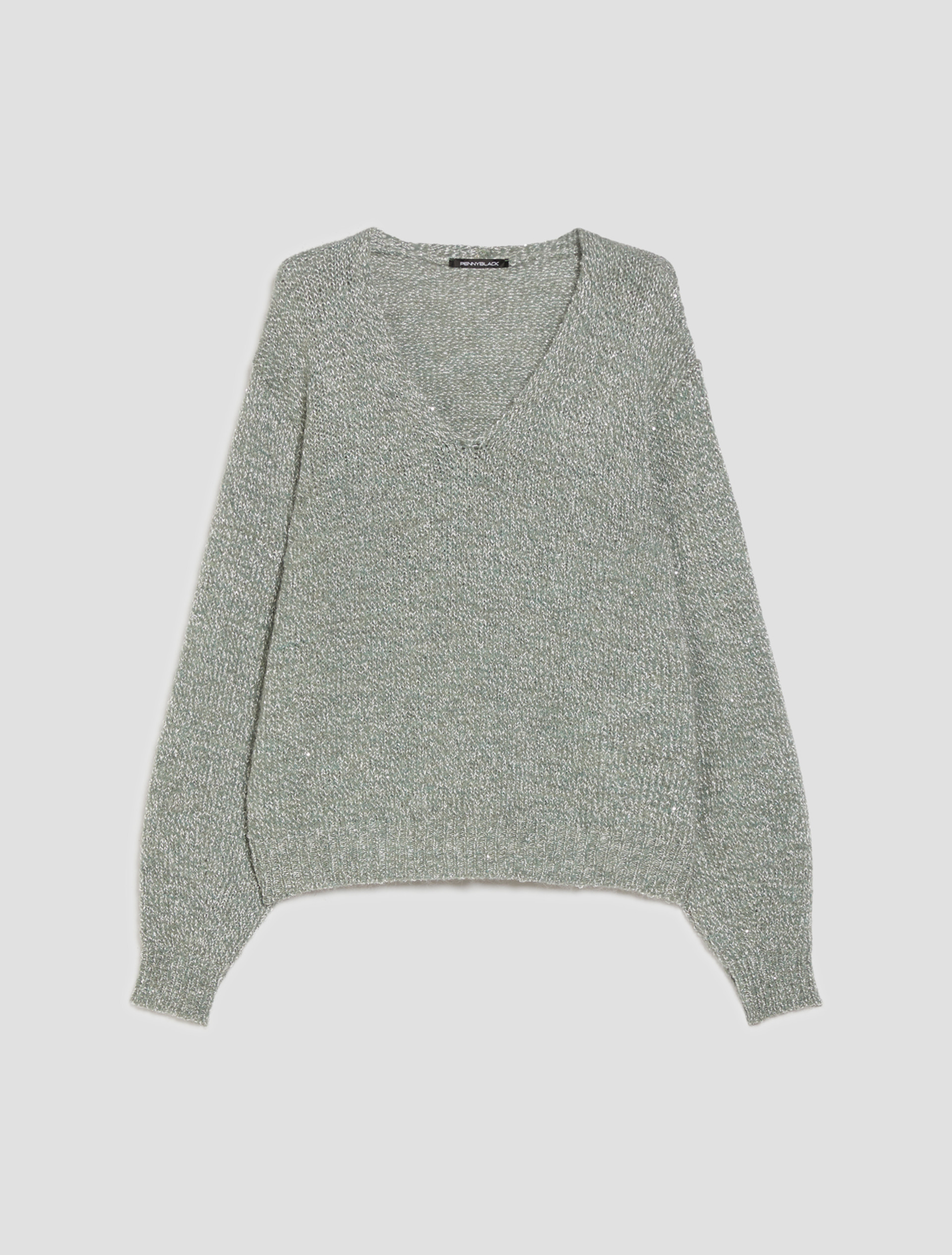 Maglia con micro-paillettes - SALVIA - pennyblack