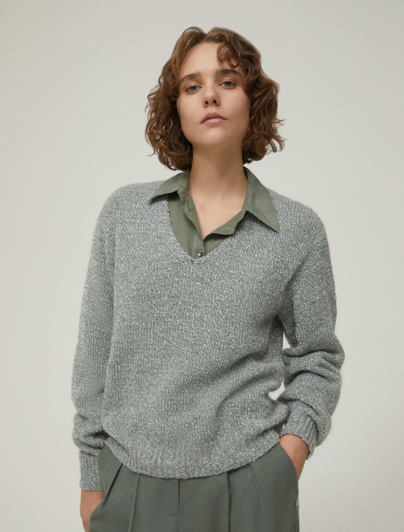 Maglia con micro-paillettes - SALVIA - pennyblack