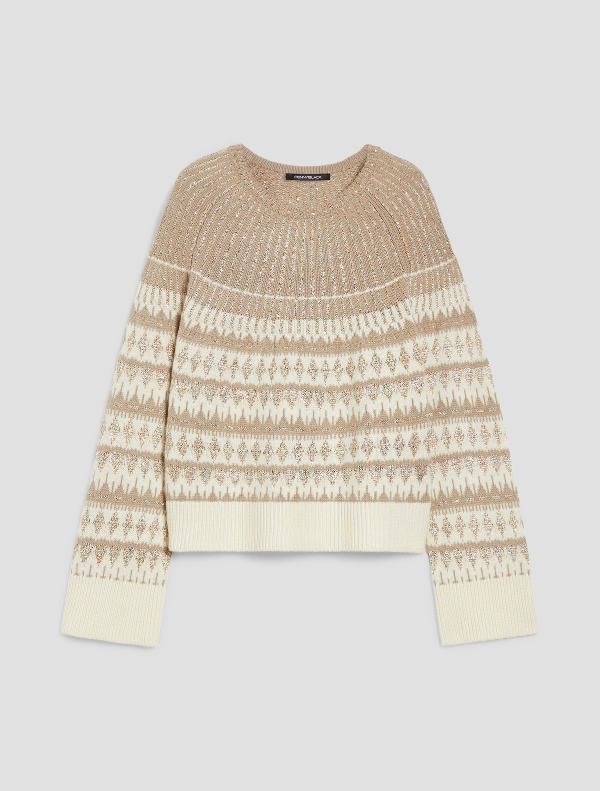 Sequin-adorned jacquard sweater - IVORY - pennyblack