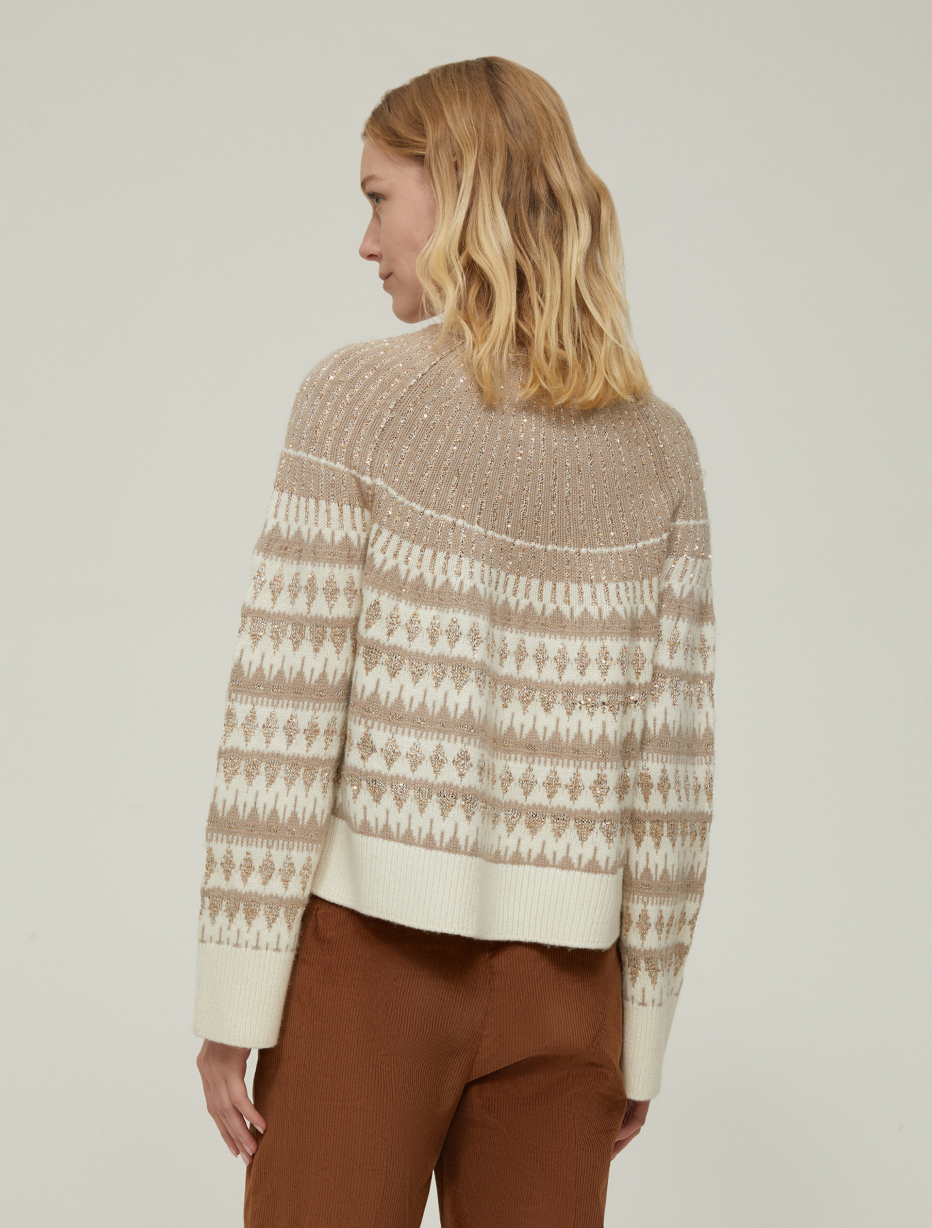 Sequin-adorned jacquard sweater - IVORY - pennyblack
