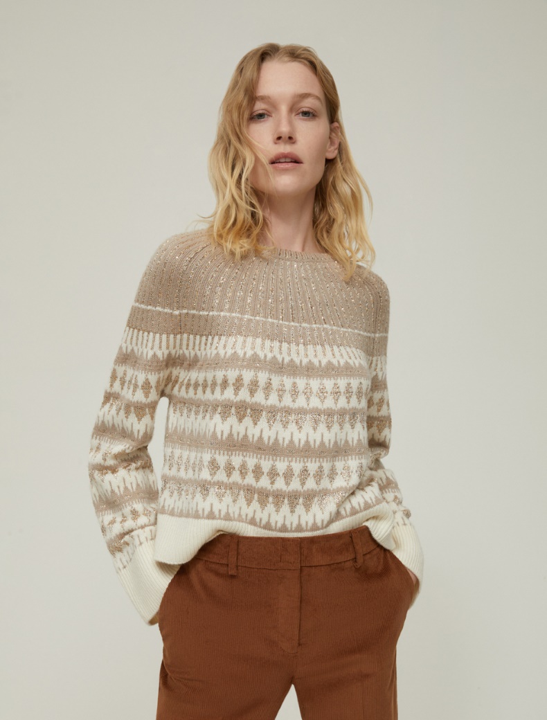 Sequin-adorned jacquard sweater - IVORY - pennyblack