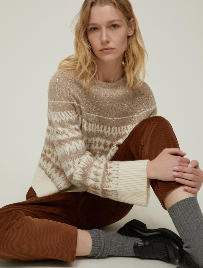 Sequin-adorned jacquard sweater - IVORY - pennyblack