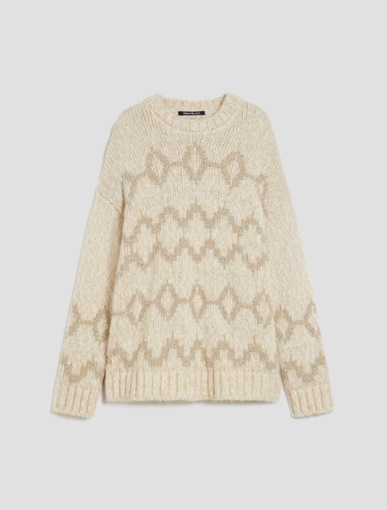 Lurex-embellished jacquard sweater - CINNAMON - pennyblack