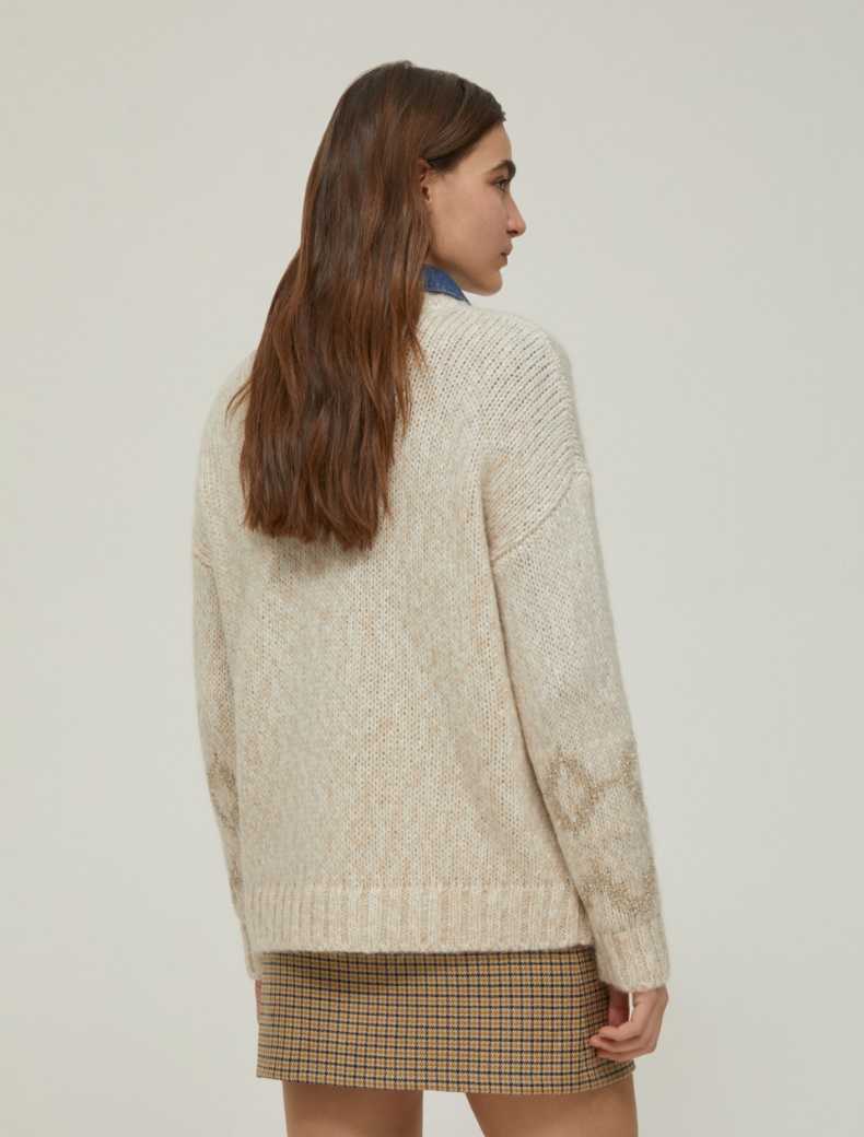Lurex-embellished jacquard sweater - CINNAMON - pennyblack
