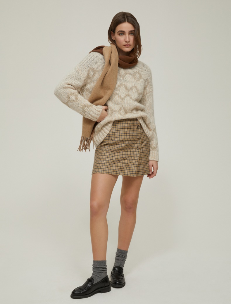 Lurex-embellished jacquard sweater - CINNAMON - pennyblack