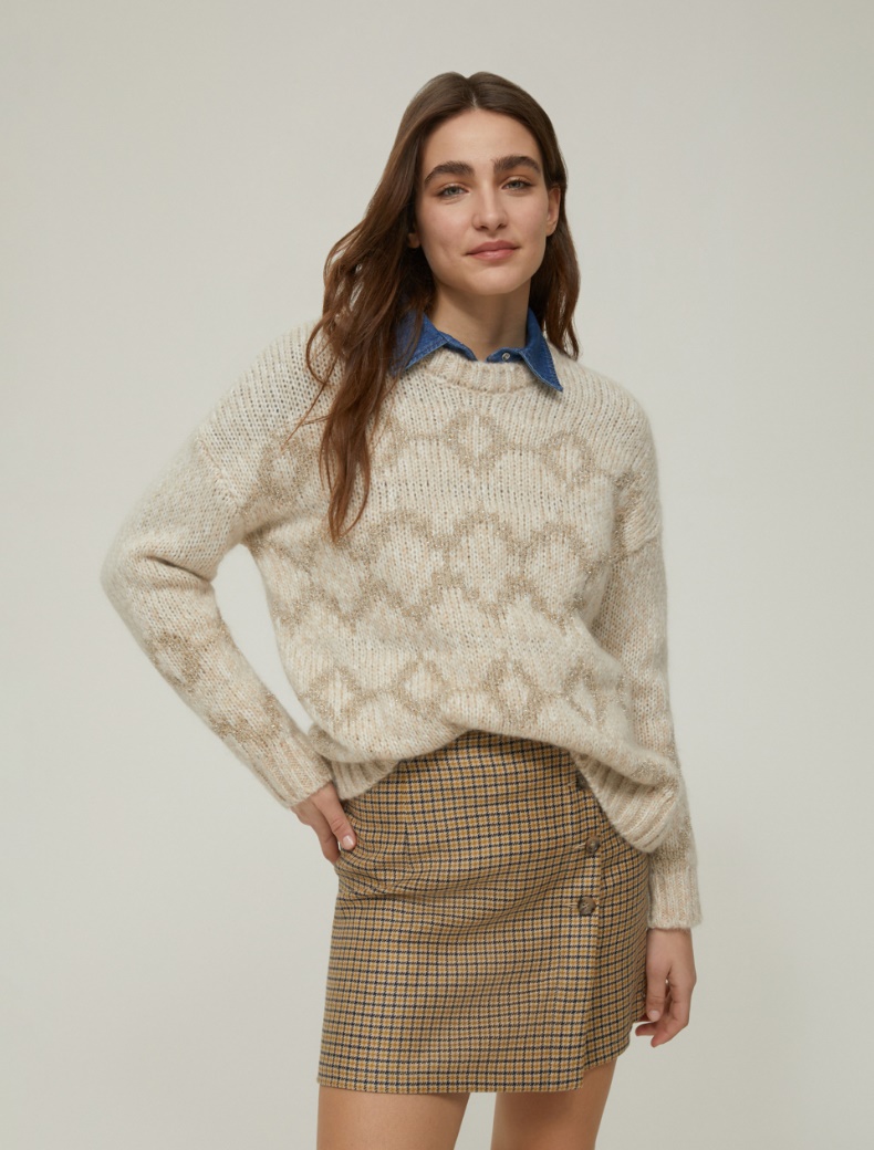 Lurex-embellished jacquard sweater - CINNAMON - pennyblack