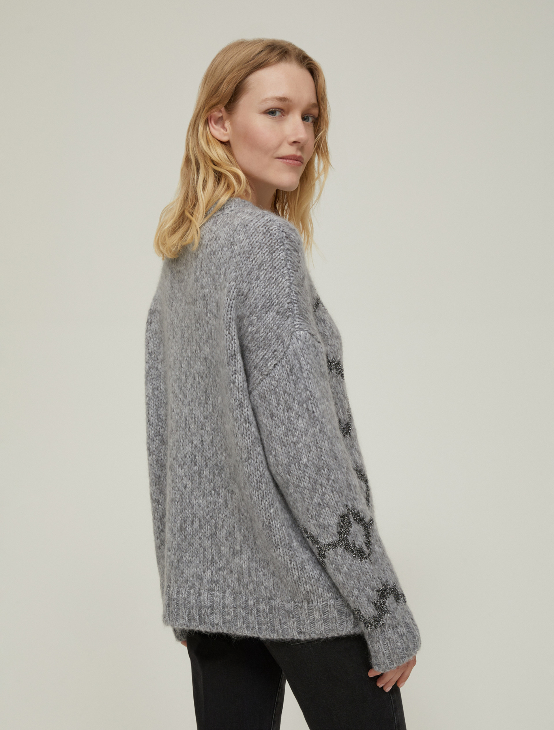 Maglia jacquard con lurex - GRIGIO JEANS - pennyblack