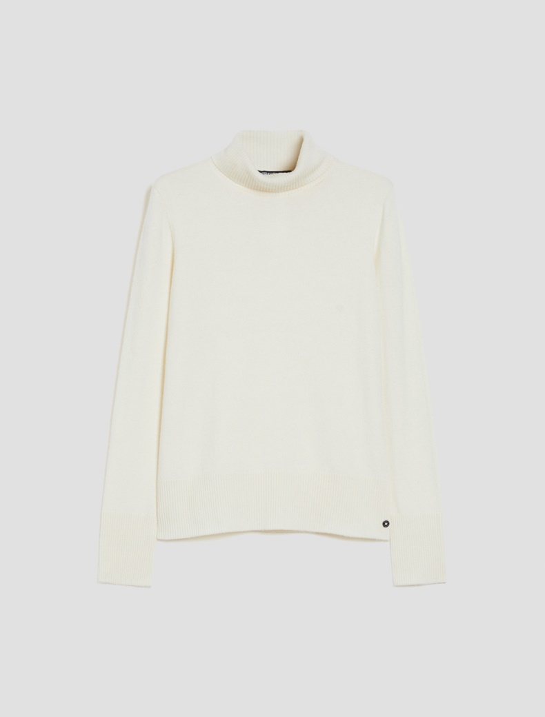 Wool-blend polo-neck sweater - IVORY - pennyblack