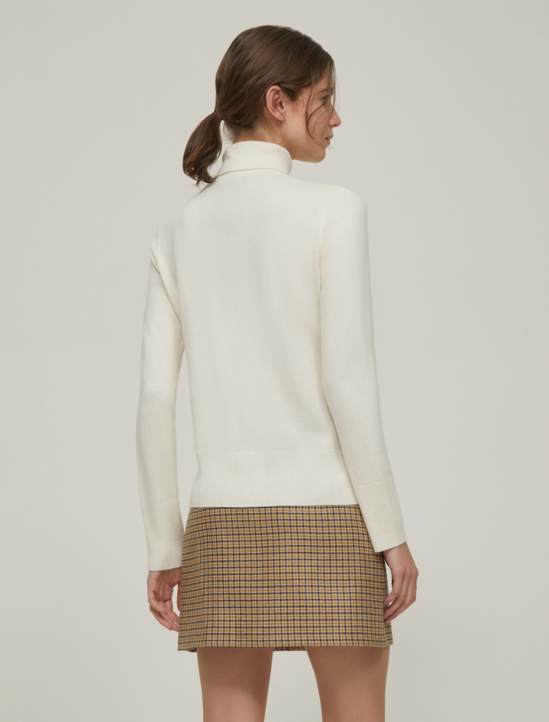 Wool-blend polo-neck sweater - IVORY - pennyblack