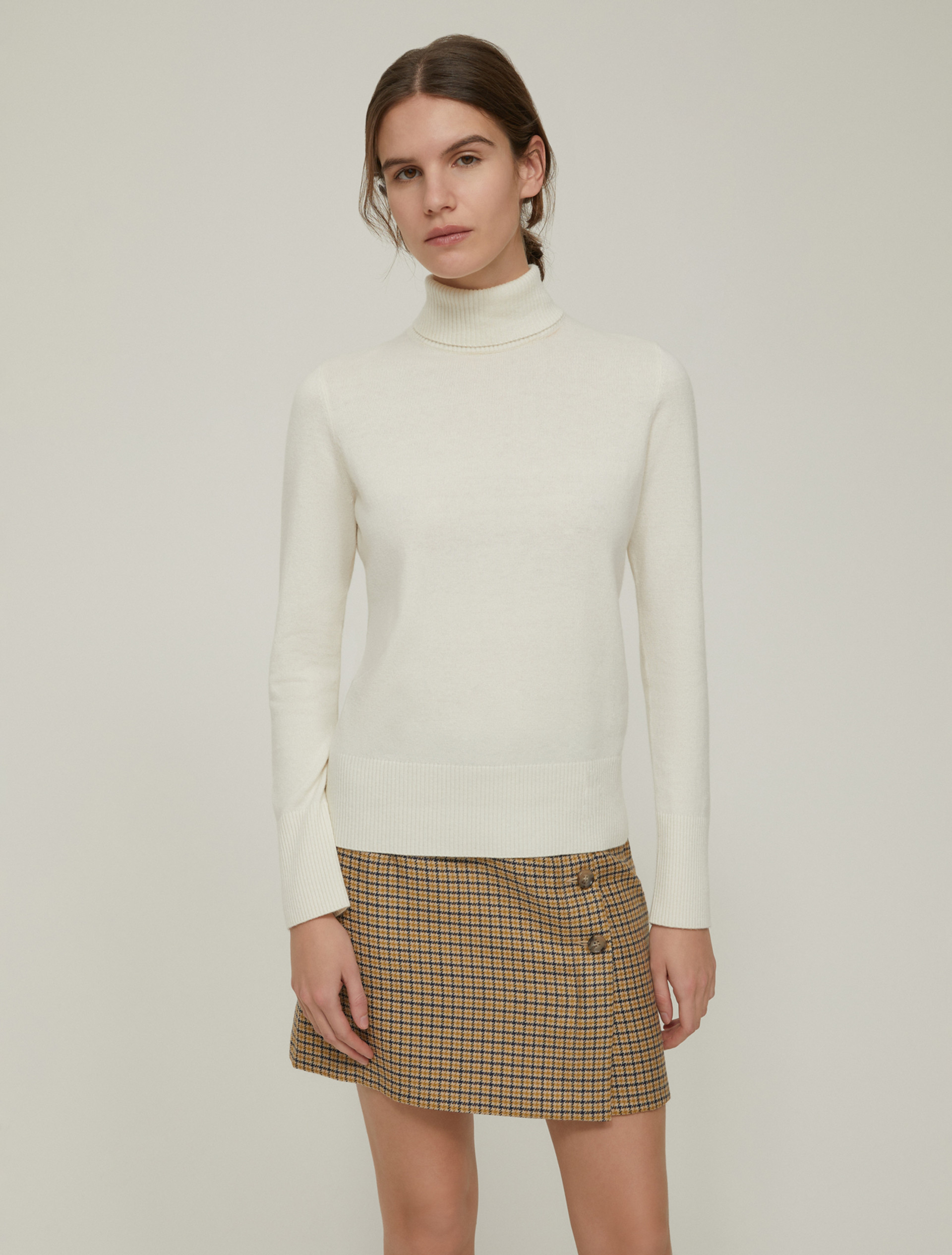 Wool-blend polo-neck sweater - IVORY - pennyblack