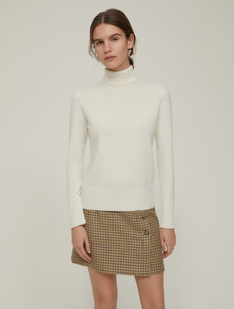 Wool-blend polo-neck sweater - IVORY - pennyblack