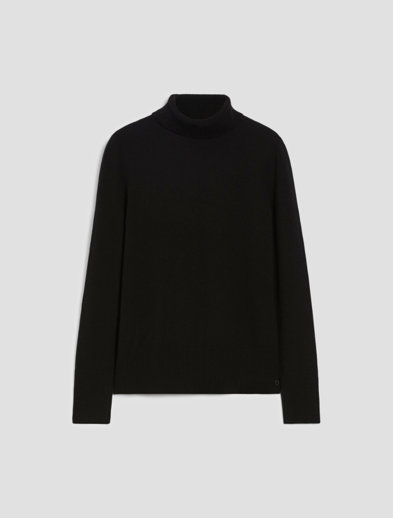 Wool-blend polo-neck sweater - BLACK - pennyblack