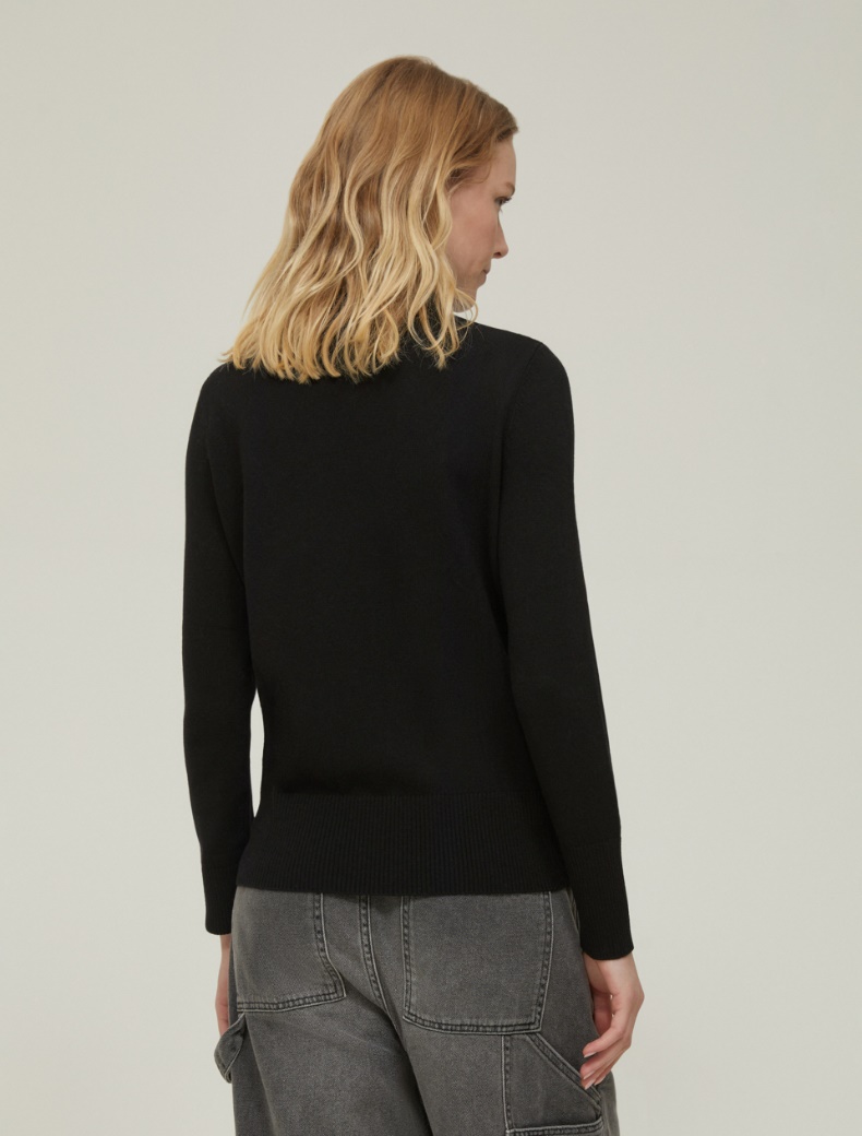 Wool-blend polo-neck sweater - BLACK - pennyblack