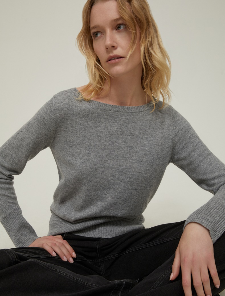 Maglia con scollo a barchetta - GRIGIO MEDIO - pennyblack