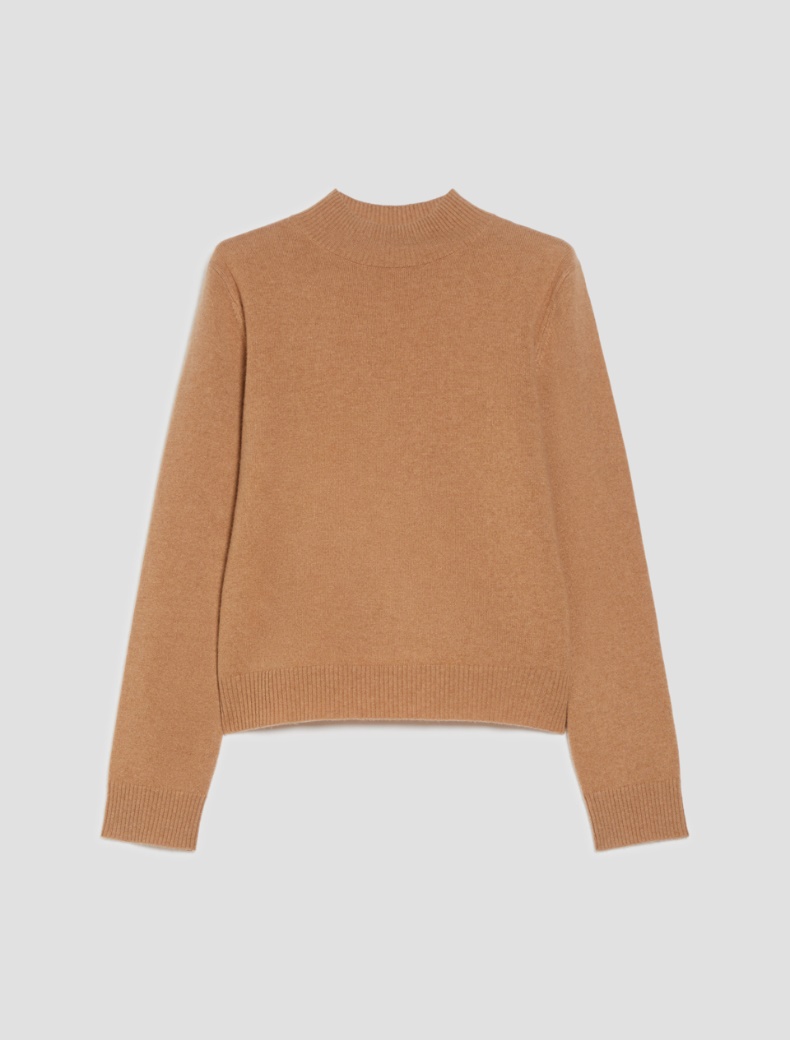 Pure cashmere mock polo-neck sweater - CAMEL - pennyblack