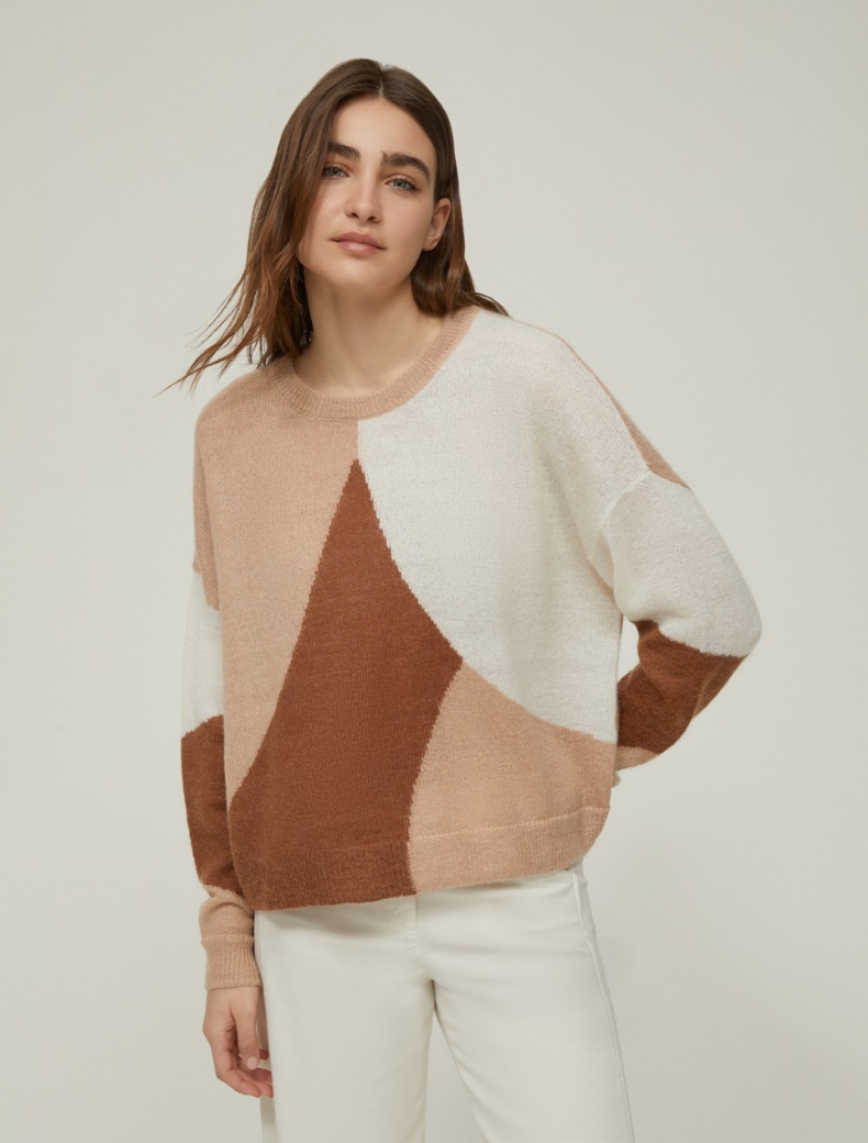 Jacquard inlay sweater - CREAM - pennyblack