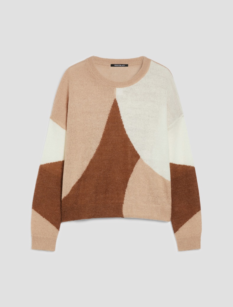 Jacquard inlay sweater - CREAM - pennyblack